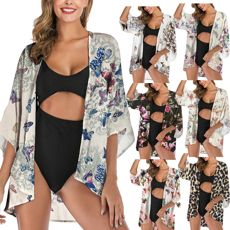 Summer Women's Retro Print Sun Protection Kimono